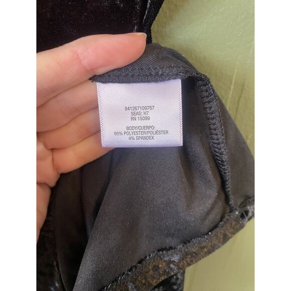 BONGO Dress Womens Large Mini Black Velvet Witchy Dark Romantic Y2K Pullover - Picture 6 of 11